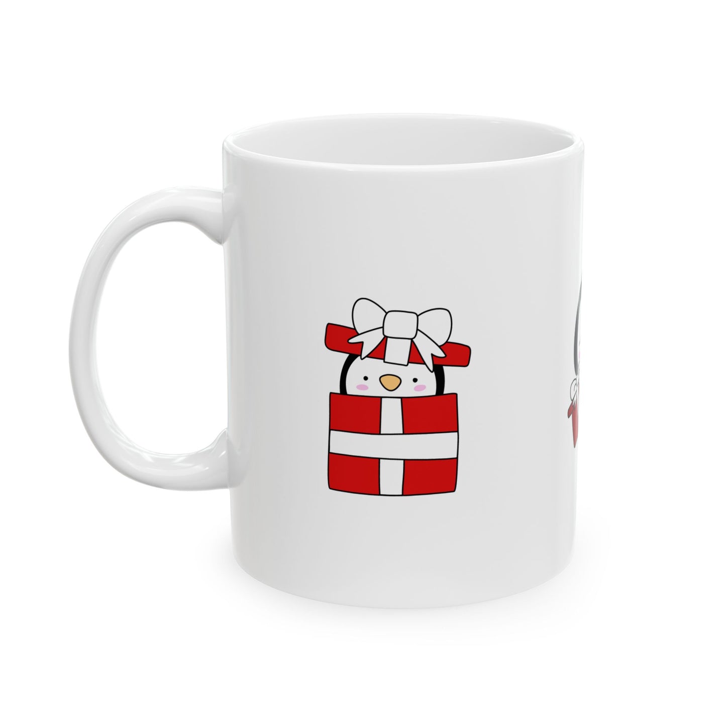 Holiday Cheer Mug – Cute Penguin with Gift (11oz Christmas Coffee Mug)