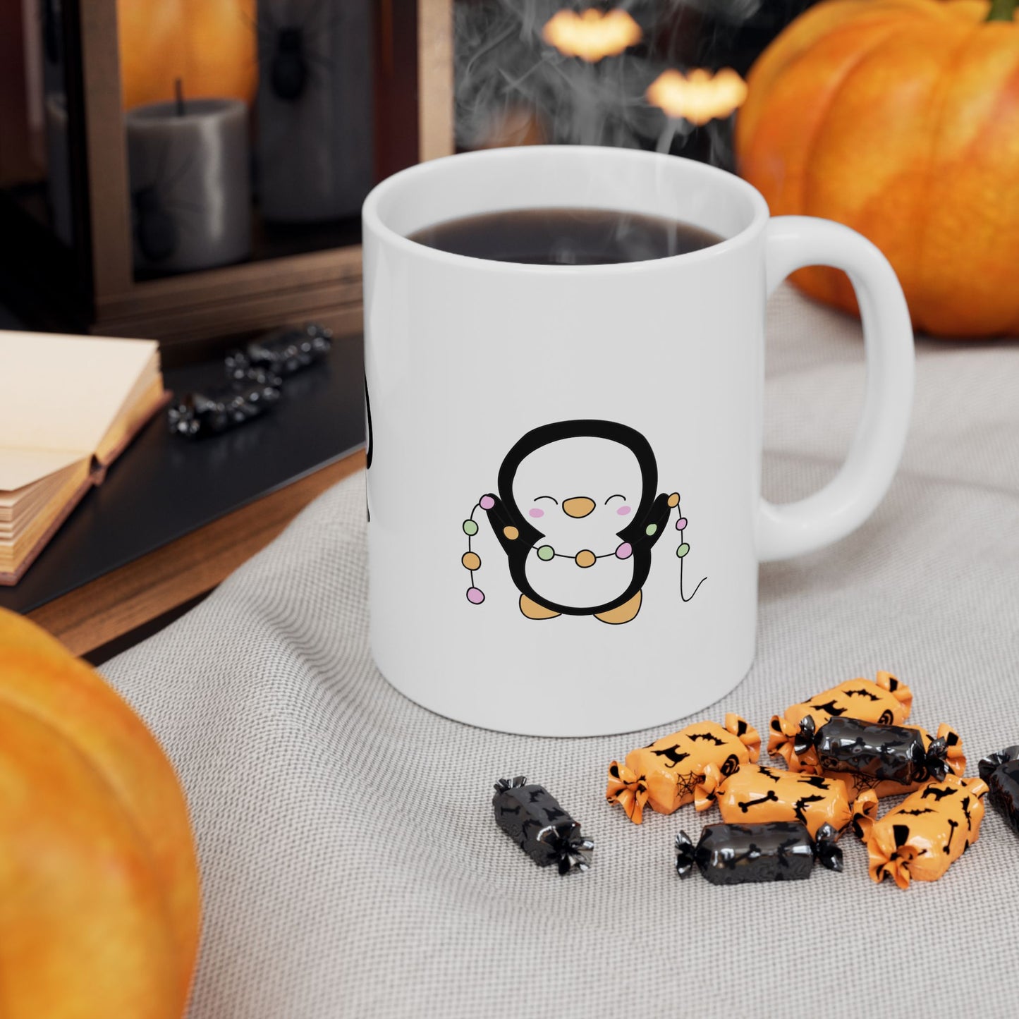 Holiday Cheer Mug – Cute Penguin with Gift (11oz Christmas Coffee Mug)
