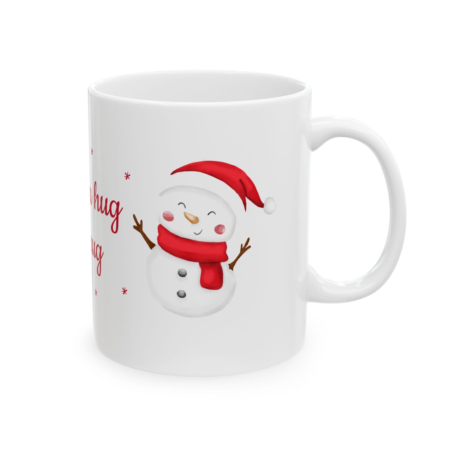 "Coffee is a Hug in a Mug" Christmas Coffee Mug - Ceramic Holiday Cup with Snowman Design