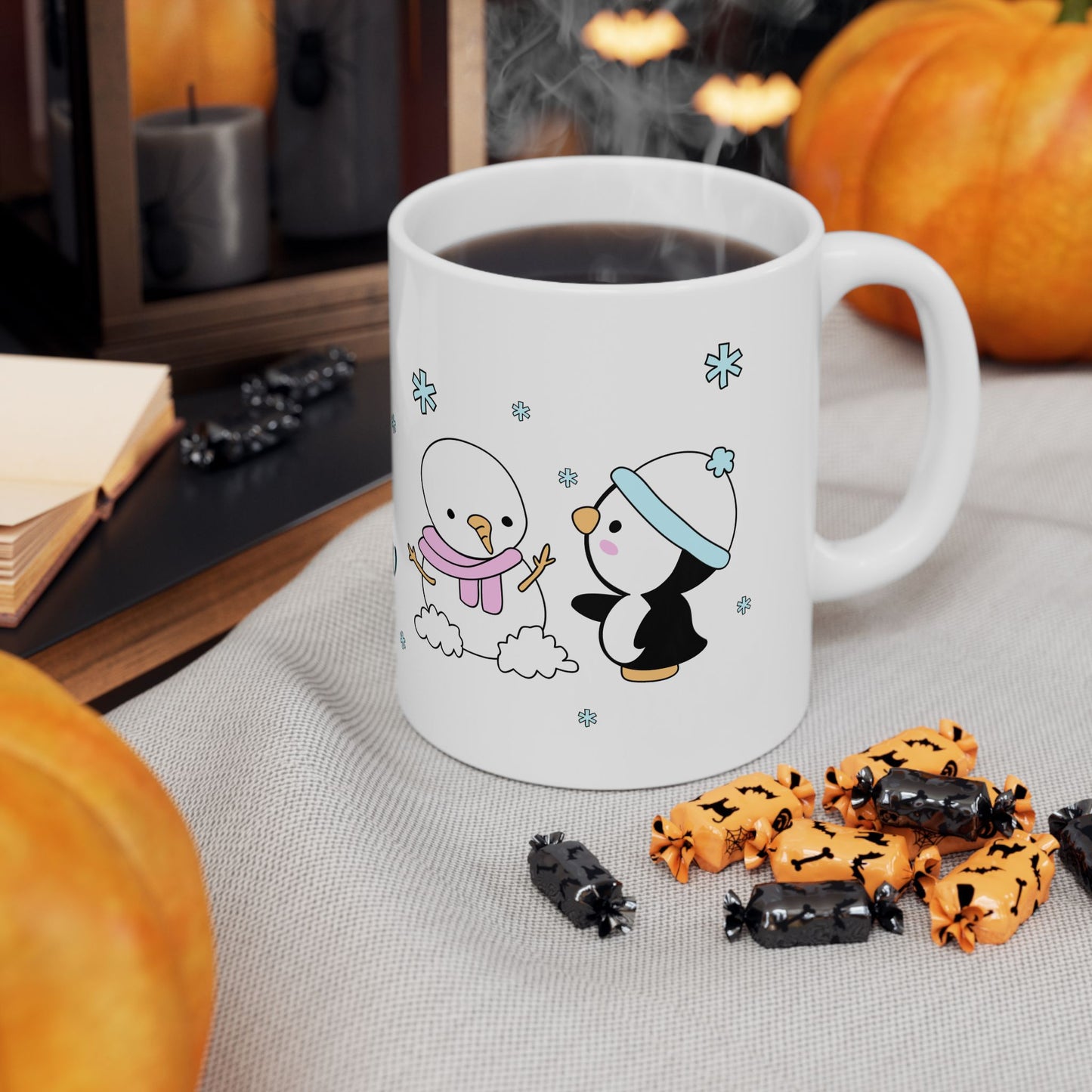 Let It Snow Winter Mug – Cute Penguin & Snowman Christmas Gift