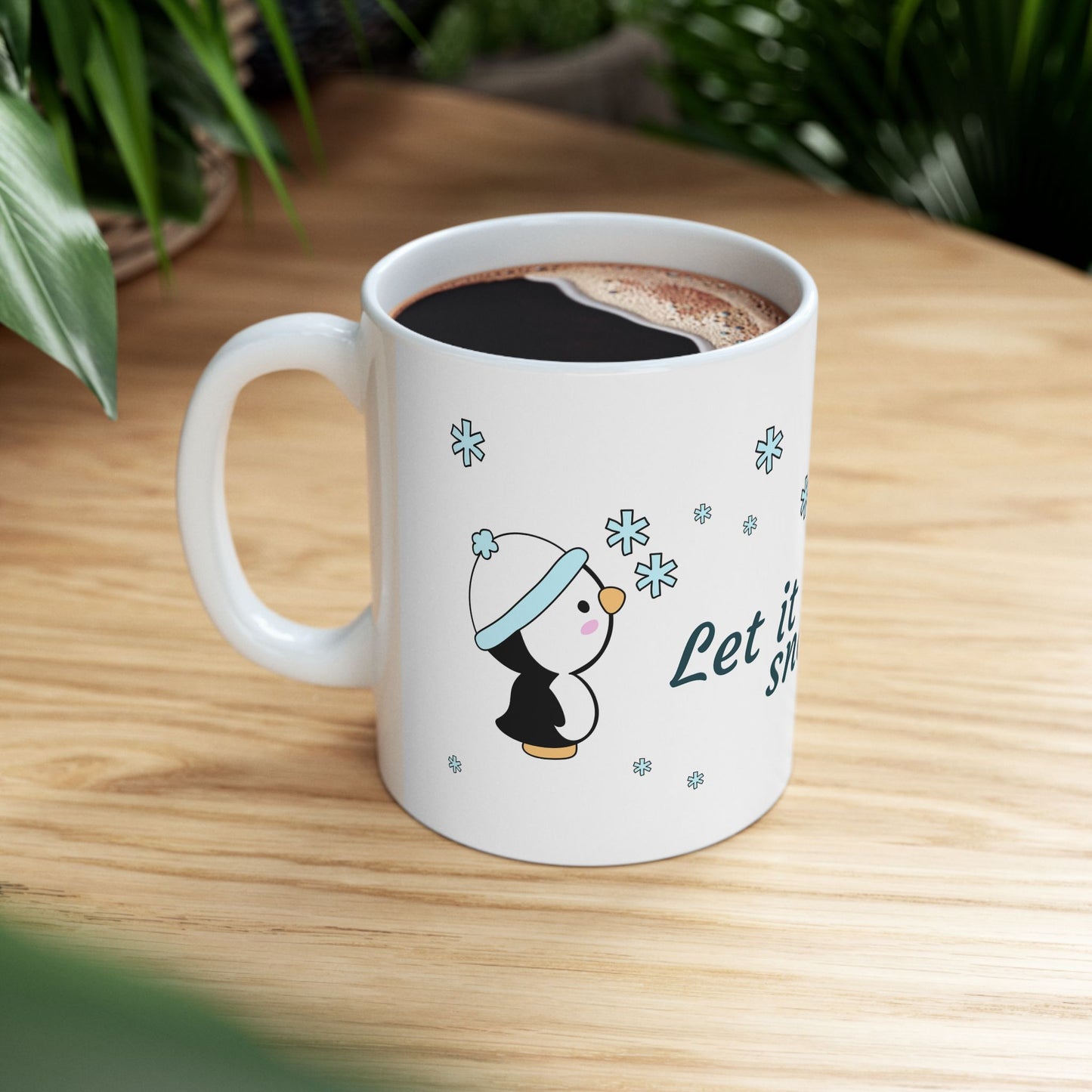 Let It Snow Winter Mug – Cute Penguin & Snowman Christmas Gift