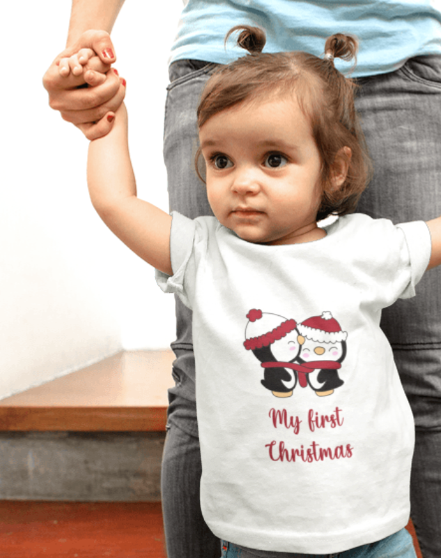 "My First Christmas" Baby T-Shirt - Cute Penguin Holiday Tee for Infants & Toddlers