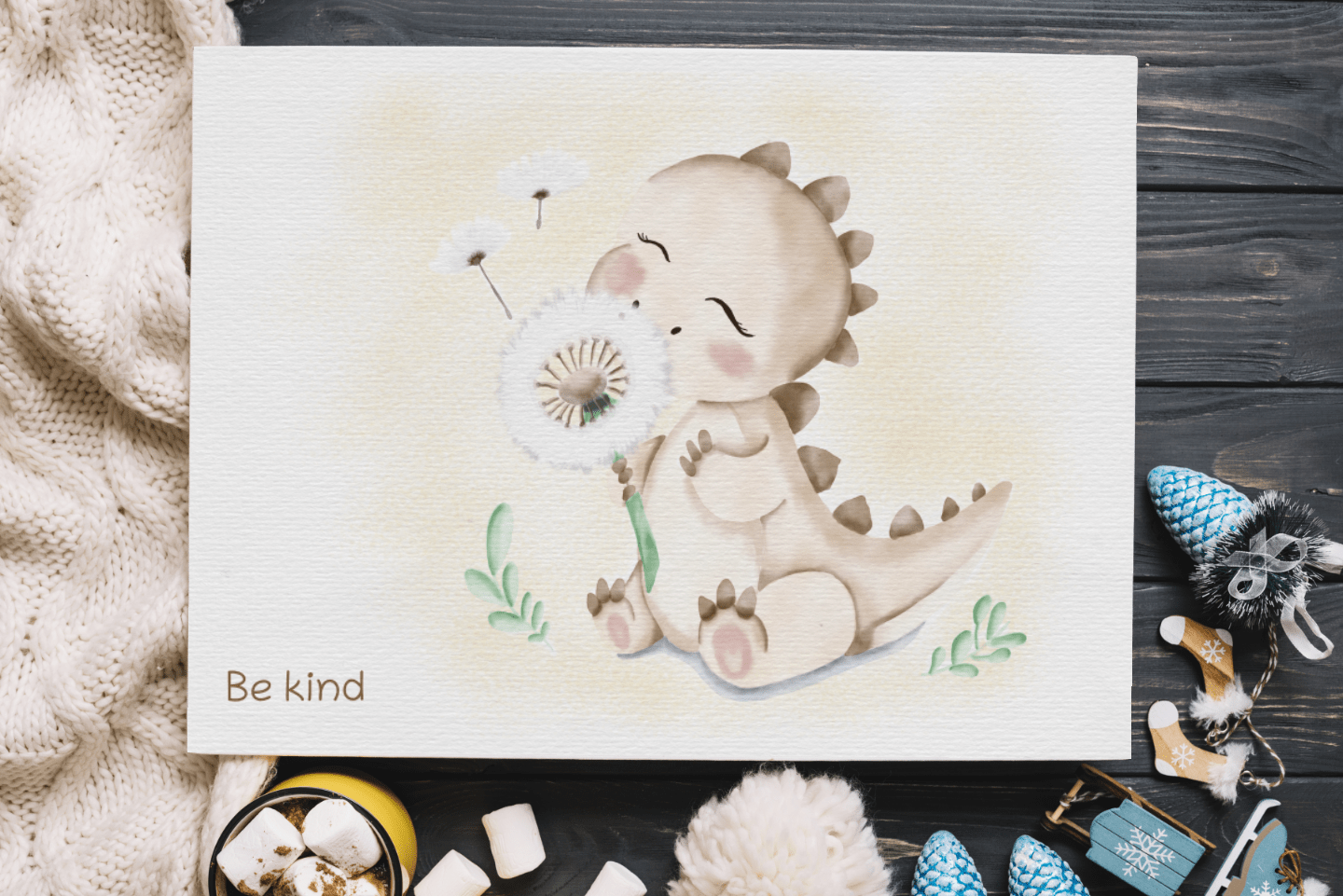 Dino Be kind - Nursery Wall Art - Colorina
