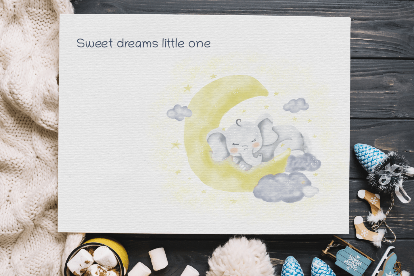 Elephant Sweet dreams little one - Nursery Wall Art - Colorina