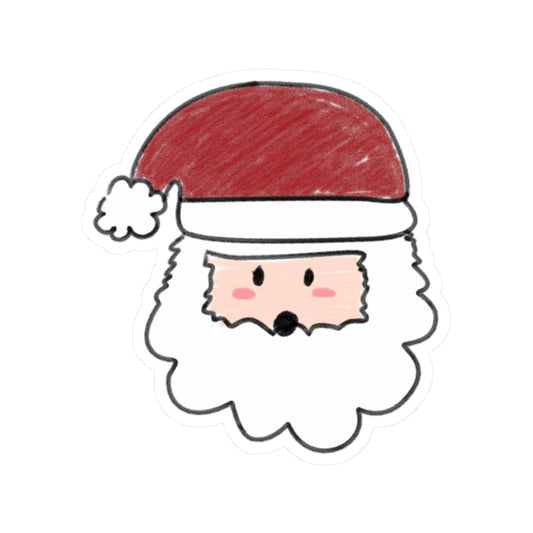 Cute Santa Face Kiss-Cut Stickers - 2"x2" Christmas Holiday Stickers - Transparent & White Background Options