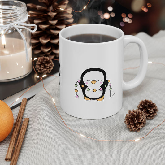 Holiday Cheer Mug – Cute Penguin with Gift (11oz Christmas Coffee Mug)