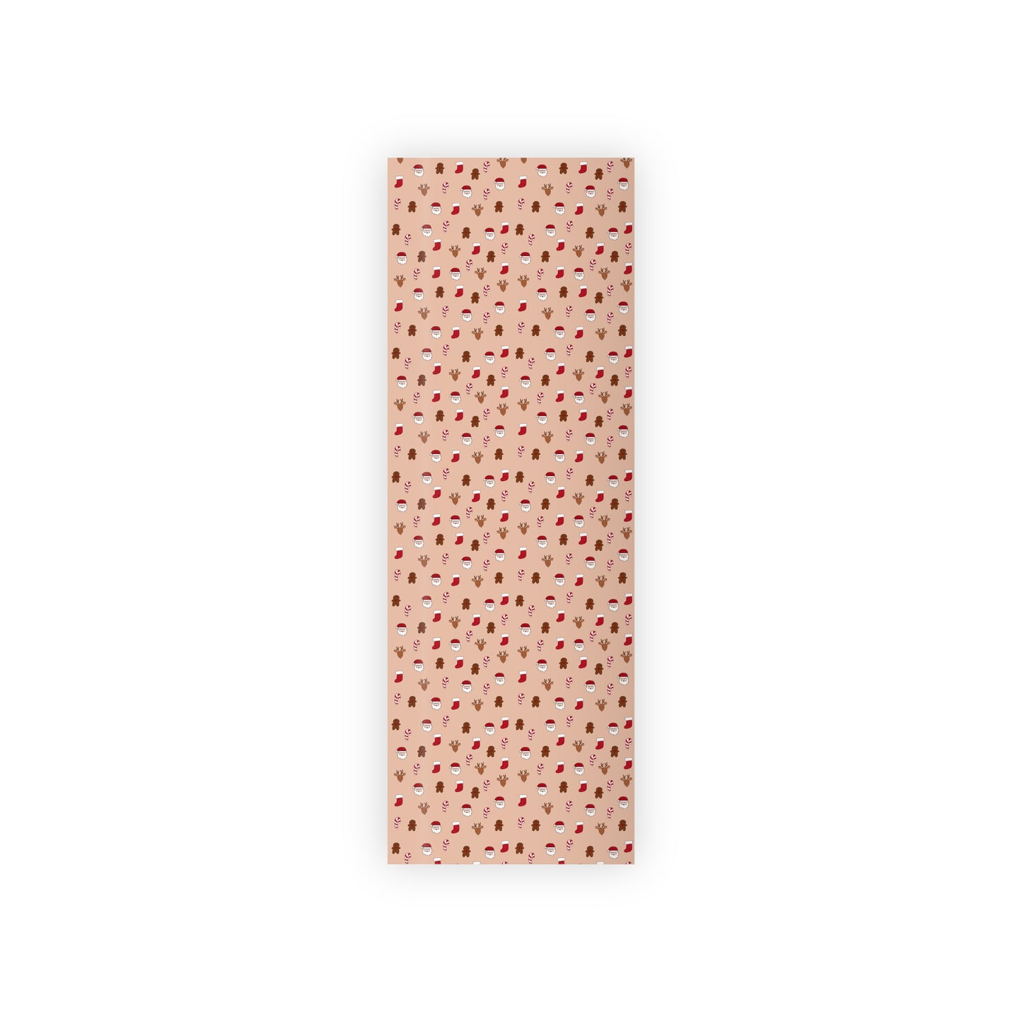 Title: Christmas Wrapping Paper Roll - Cute Holiday Pattern with Santa, Gingerbread & Candy Canes - Beige Background