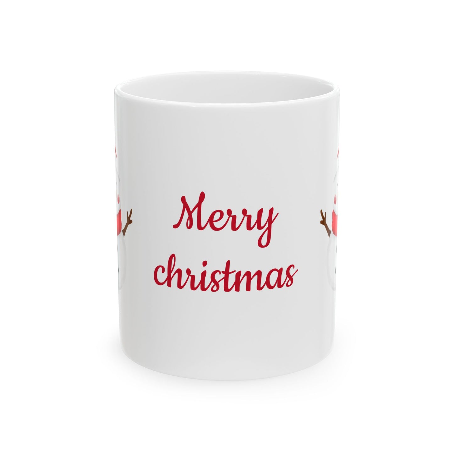 Festive Christmas Coffee Mugs Set - Ceramic Holiday Cups with Snowman & "Merry Christmas" Design - 11oz