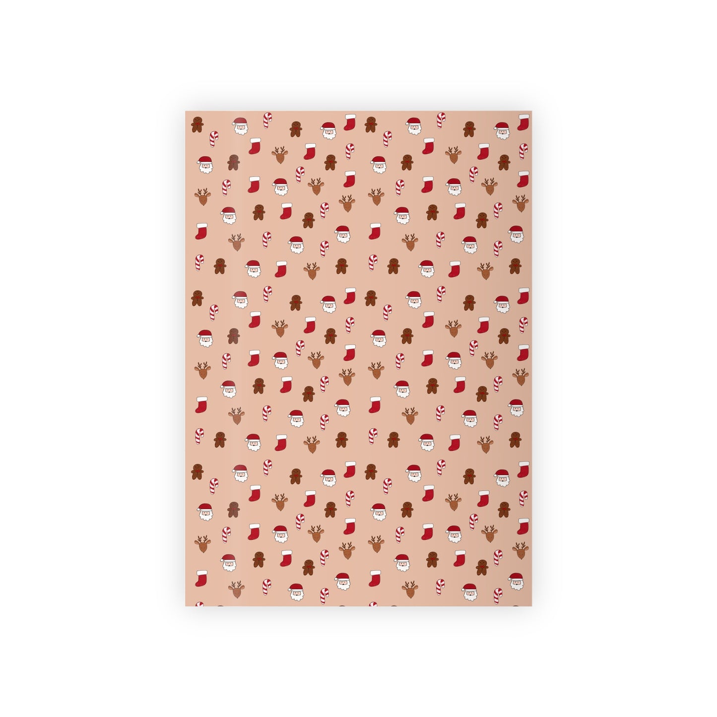 Title: Christmas Wrapping Paper Roll - Cute Holiday Pattern with Santa, Gingerbread & Candy Canes - Beige Background