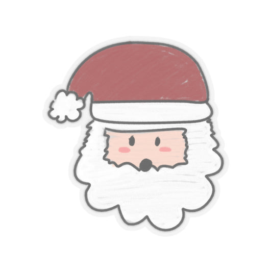 Cute Santa Face Kiss-Cut Stickers - 2"x2" Christmas Holiday Stickers - Transparent & White Background Options