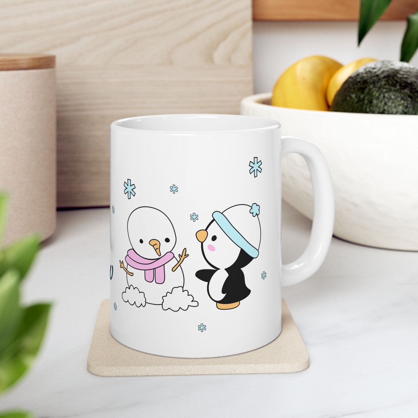 Let It Snow Winter Mug – Cute Penguin & Snowman Christmas Gift