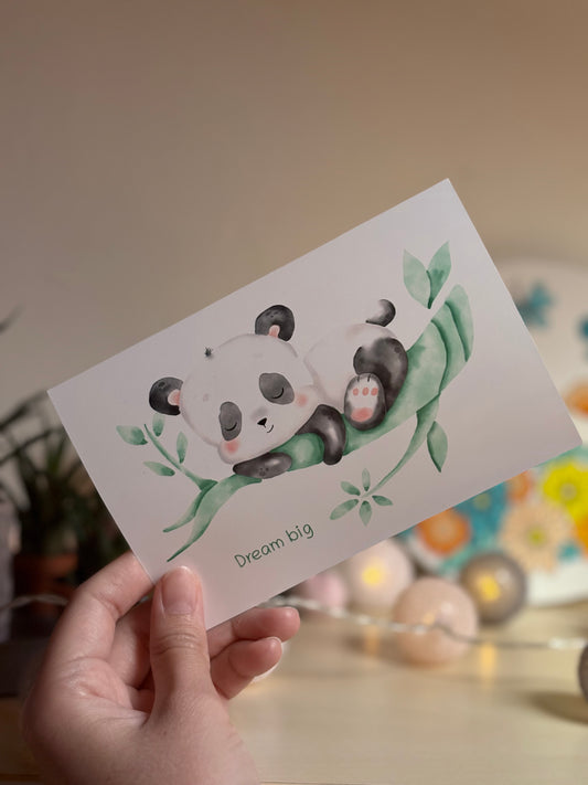 Sleeping Panda Dream Big Print - Peaceful Nursery Art | Bedtime Kids Decor