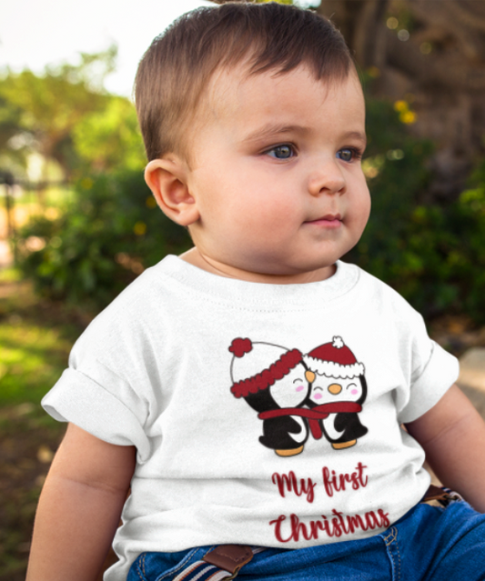 "My First Christmas" Baby T-Shirt - Cute Penguin Holiday Tee for Infants & Toddlers