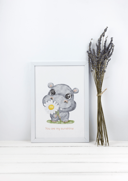 Happy Little Hippo You Are My Sunshine - Prints - Colorina